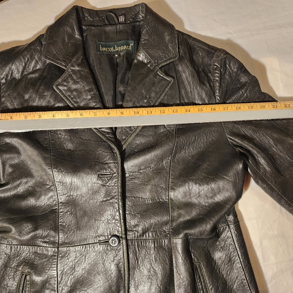 LEATHER BLAZER BY HARVE BERNARD. -MEDIUM- BLACK - Picture 5 of 12
